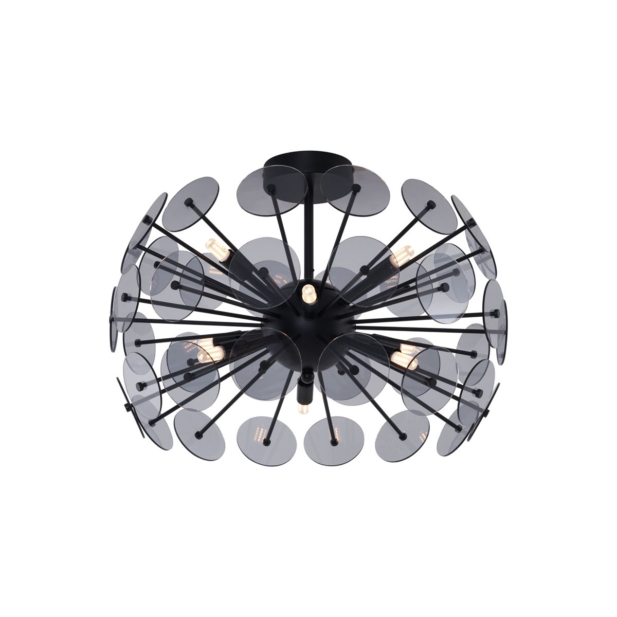 Art Deco plafondlamp zwart met smoke - Atomic