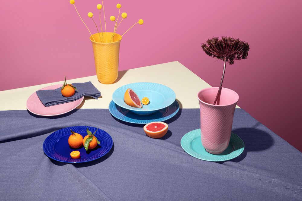 Lyngby Porcelæn  Rhombe Color Dyb tallerken, turkis - Ø24,5 cm