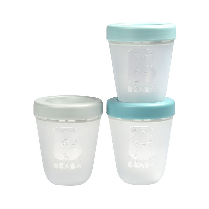 Set de 3 pots de conservation en silicone 200 ml - Jungle - Ecru