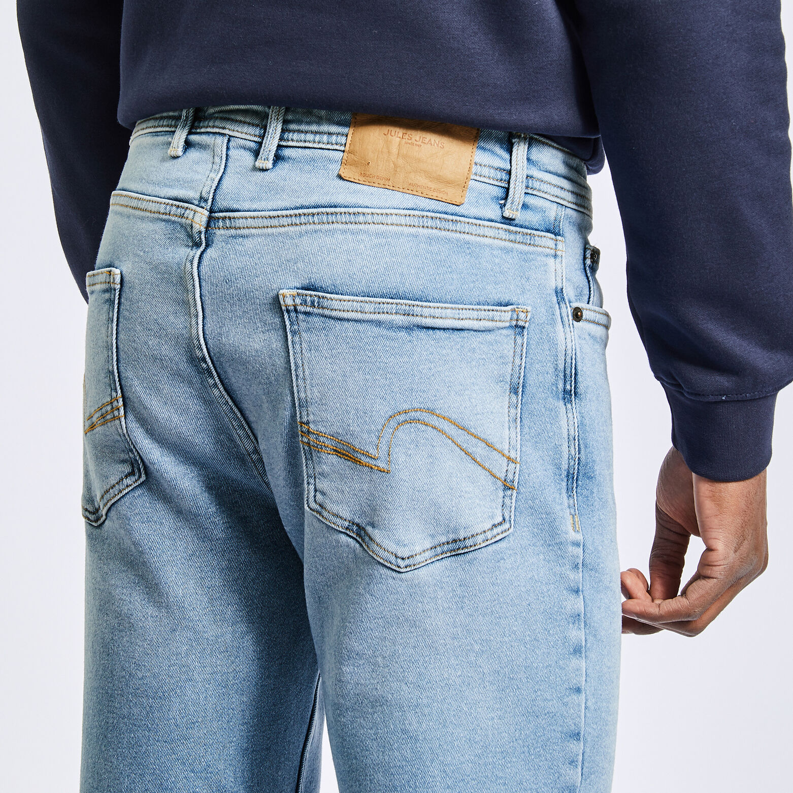 Jean straight en coton recyclé Bleu