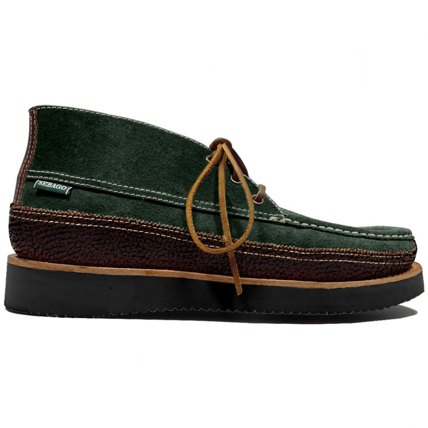 MAKWA SUEDE CANOE MOC TUMBLED COGNAC DARK BROWN-Mocassin en cuir pour homme
