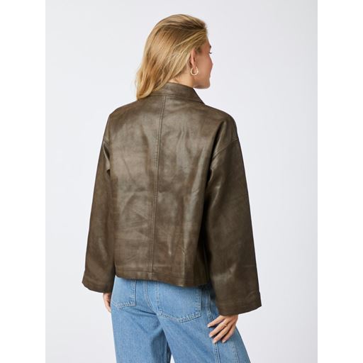 Neo Noir Titan Faux Leather Jakke, Dark Brown, 34