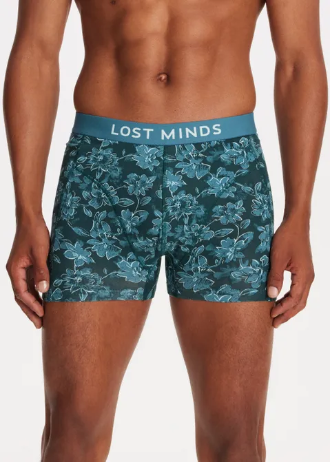 Distorted flowers boxer blauw (PETROL)