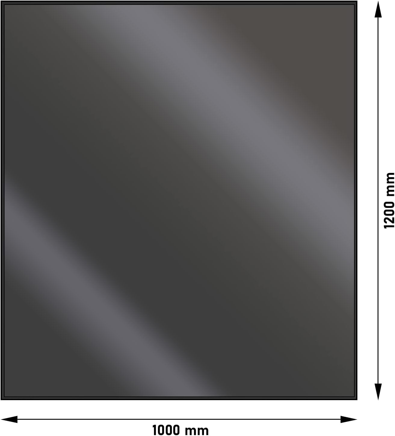 Bodenplatte Rechteck - 1000 x 1200 mm - Farbe: gussgrau | Funkenschutzplatte aus Metall