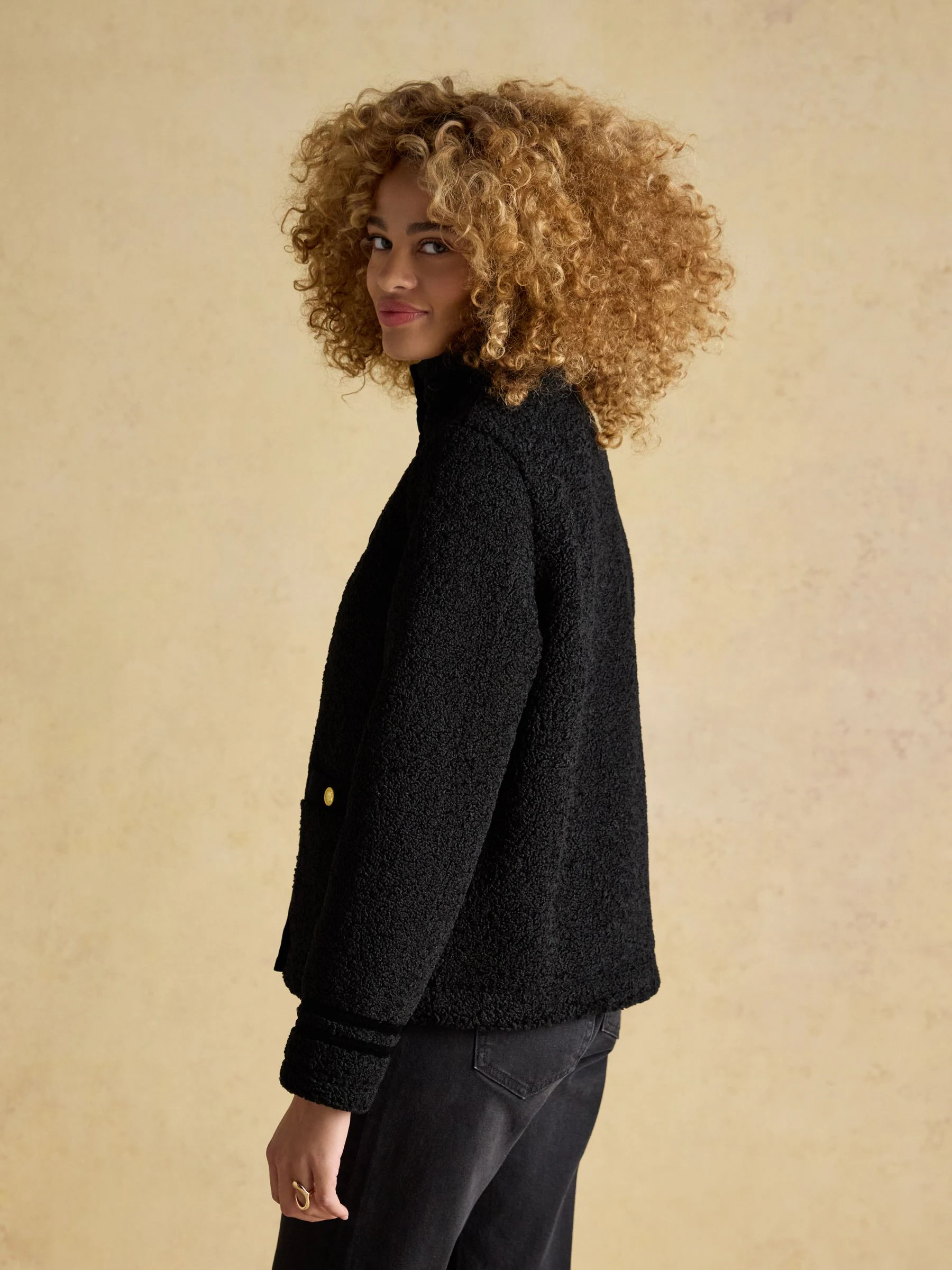 Zwart - Joules Fleur Fleece Jacket