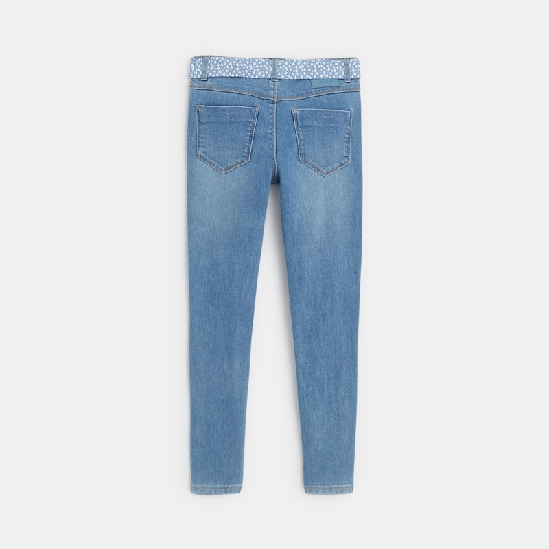Jean mom paper bag bleu fille