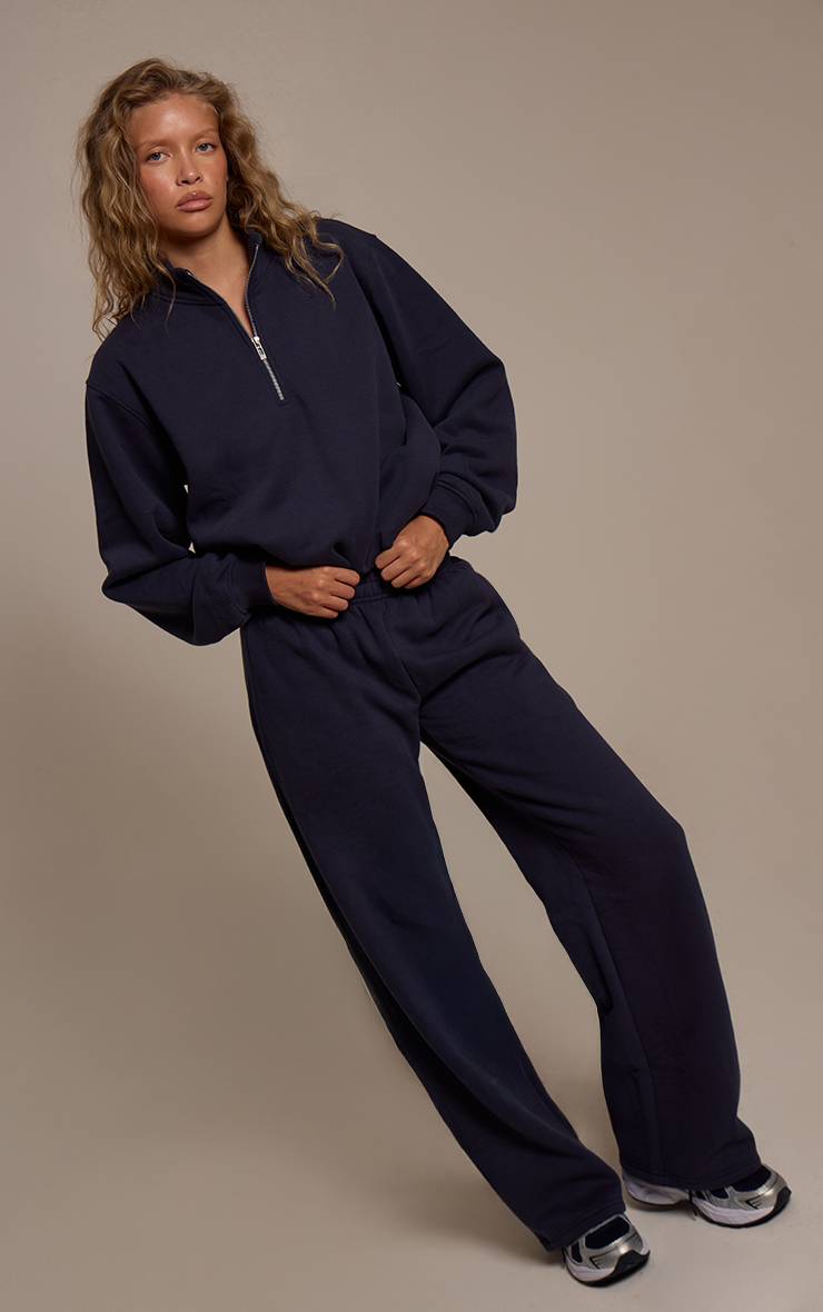 Bleu Marine Sweat-shirt À Fermeture Éclair Quart