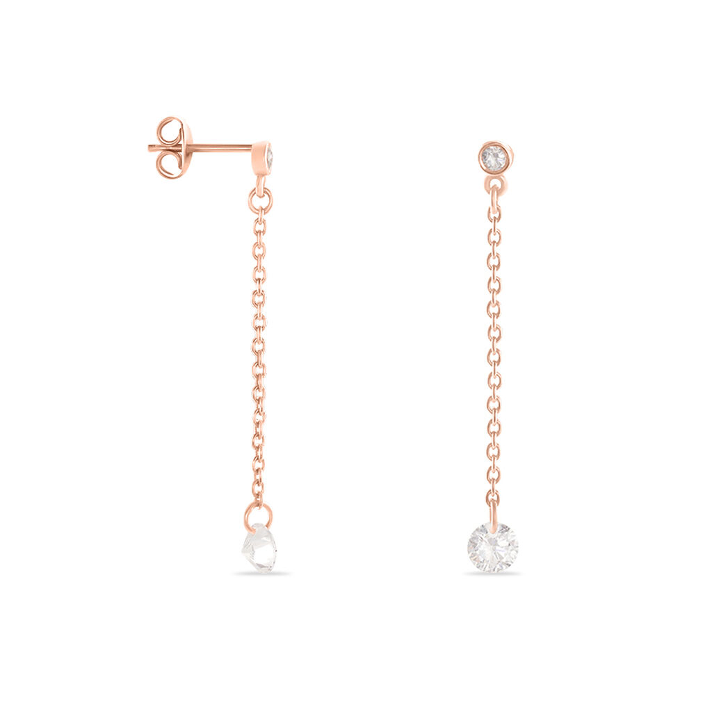 Boucles D'oreilles Pendantes Constantin Argent Rose Oxyde De Zirconium