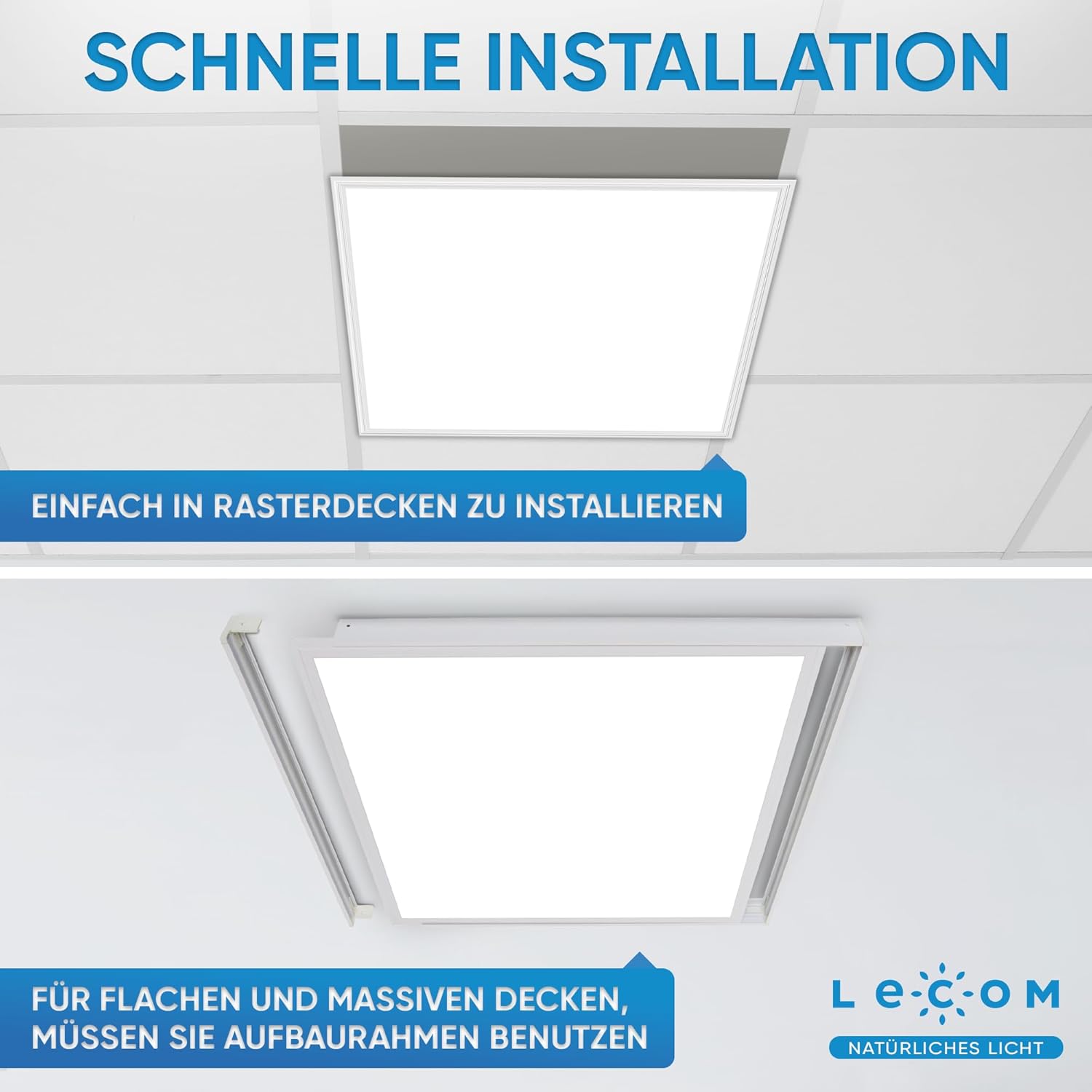 10 x LED Panel 62x62 - Deckenleuchte Rasterleuchten Warmweiß Flach 4400lm 3000/4000/6000K Sehr Hell Einbauleuchte Rasterlampe Rasterdecke LED Lampe (3000K)