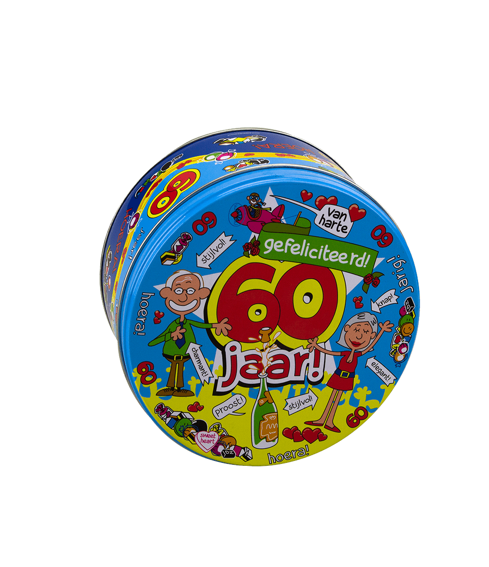 Snoeptrommel 60 Jaar 14cm