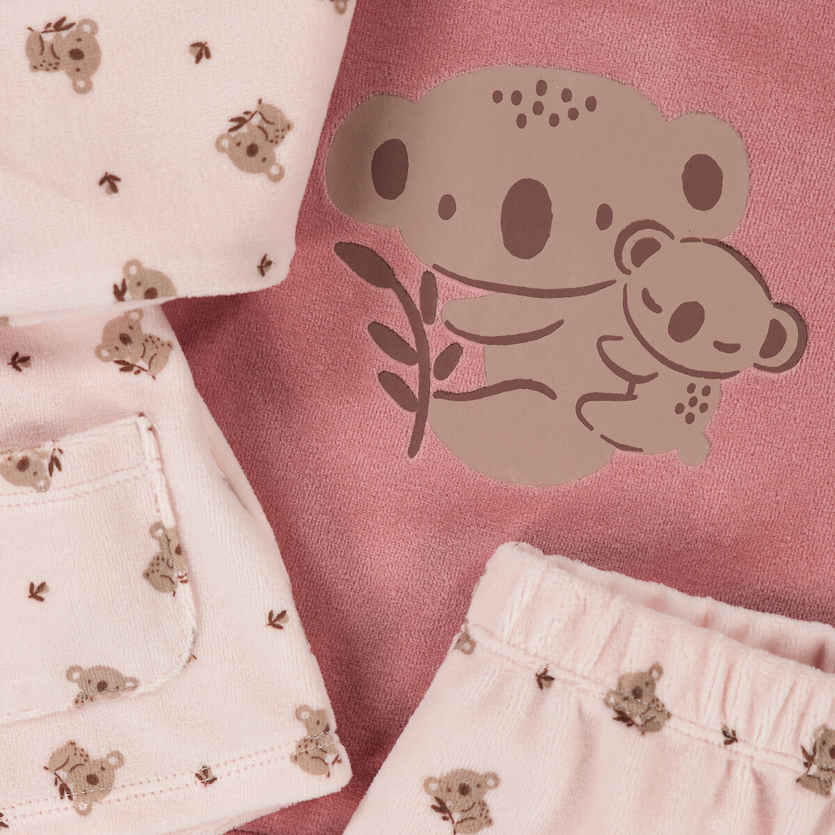 COLEÇÃO LA REDOUTE<br>Conjunto de 2 pijamas de veludo, 2 peças, estampa de coala