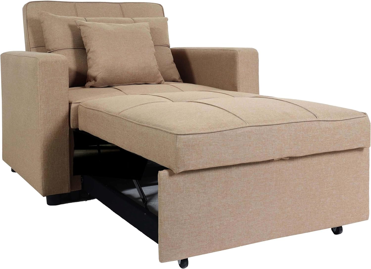 Mendler Schlafsessel HWC-L90, Klappsessel Schlafsofa Gästebett Relaxsessel, Liegefläche 197x103cm Stoff/Textil - Taupe