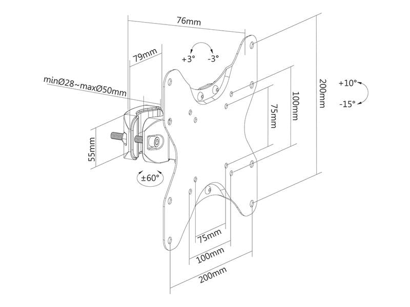 NEOMOUNTS Wandhalterung FL40-430BL12 Schwarz Völlig bewegliche Stangenhalterung für 23-42