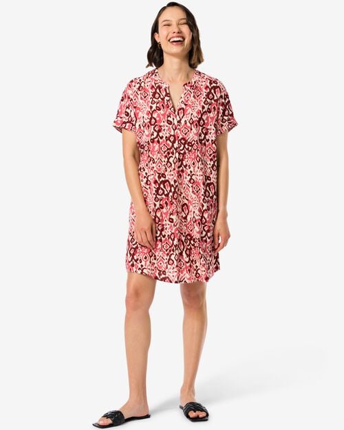 robe femme Sola avec lin graphique rouge