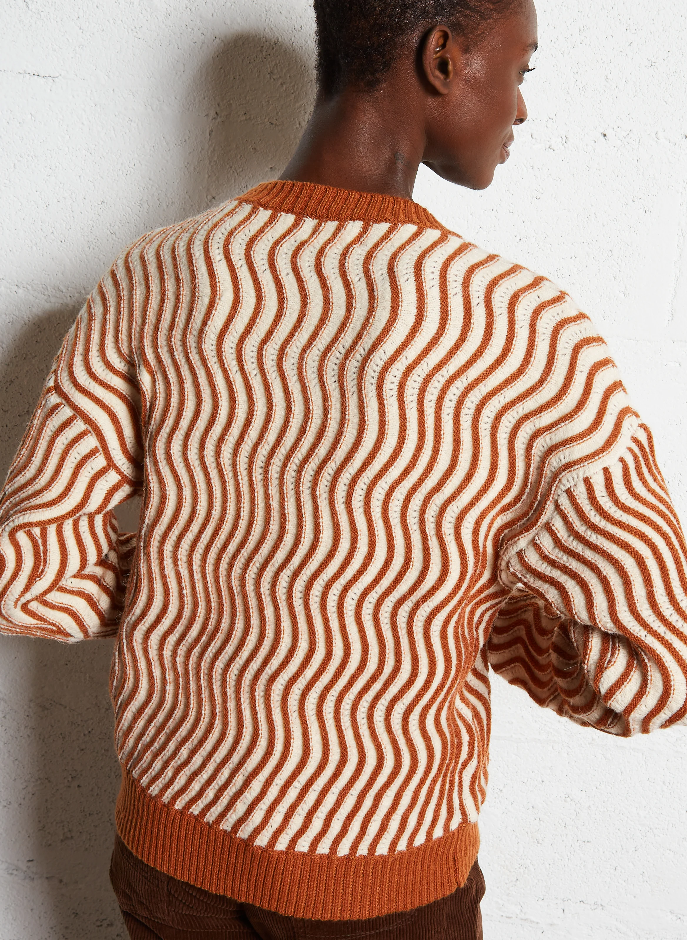 Pull droit en maille | Marron