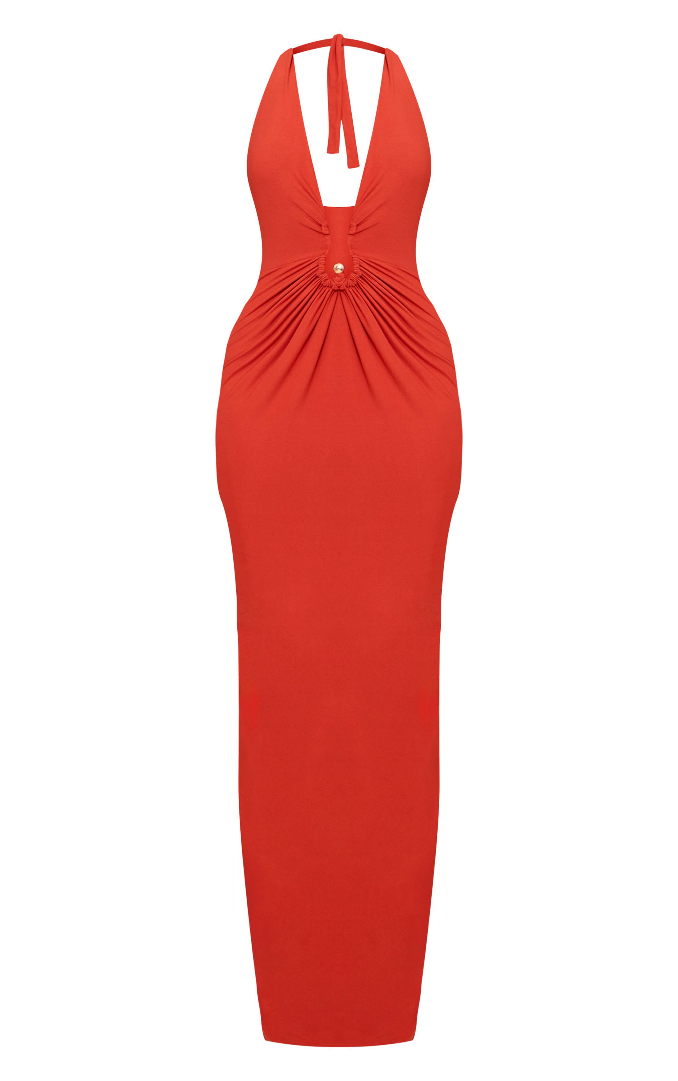 Rouille Robe Maxi À Double Couche Toucher Doux Avec Détails De Finition