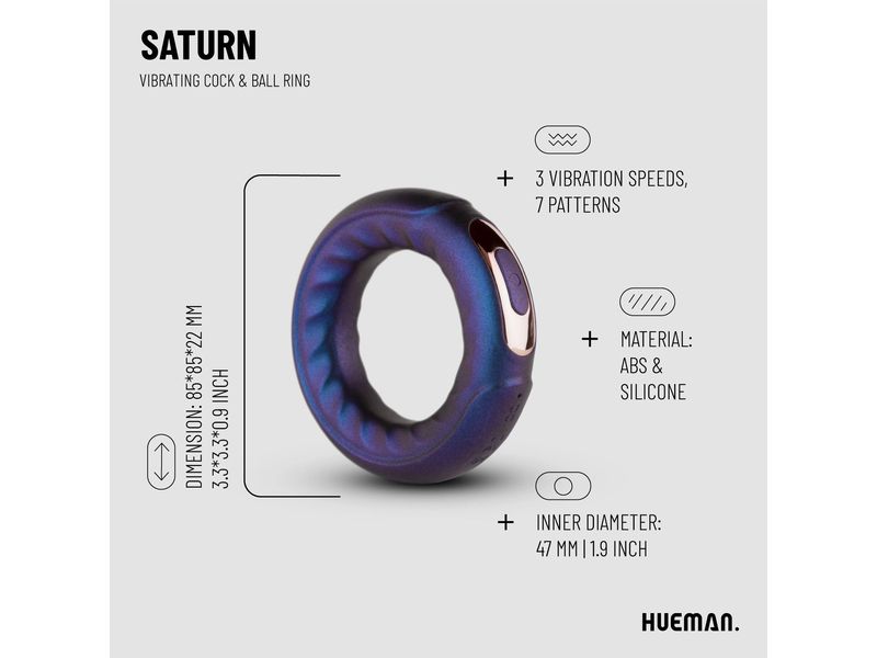 Hueman Saturn vibrierender Penis/Hodenring Lila Hochwertiges Sextoy
