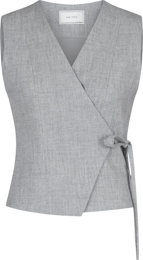 Neo Noir Samara Wrap Waistcoat Grey melange