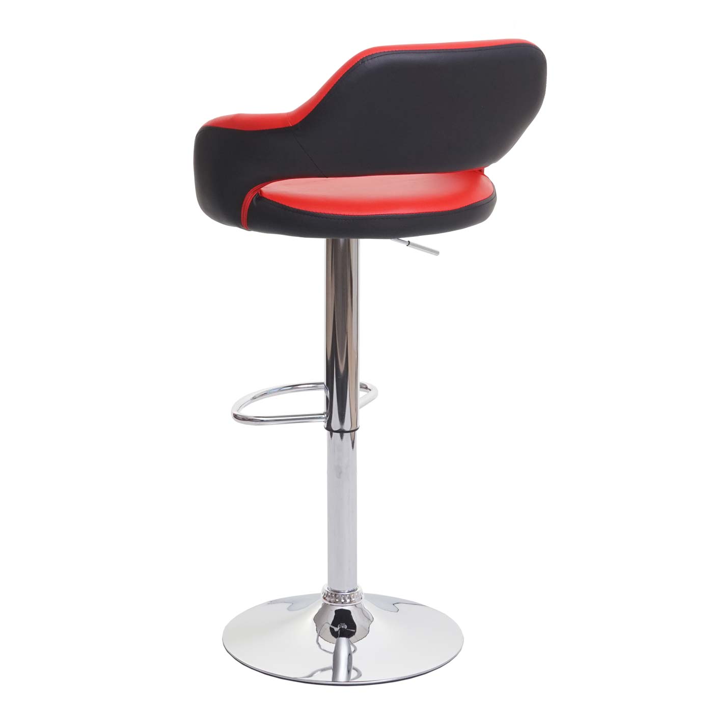 Barhocker MCW-F16, Barstuhl Tresenhocker Drehhocker, mit Lehne Kunstleder ~ rot-schwarz