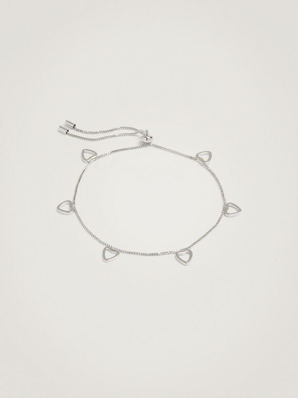 Pulseira prateada com coração - Prata