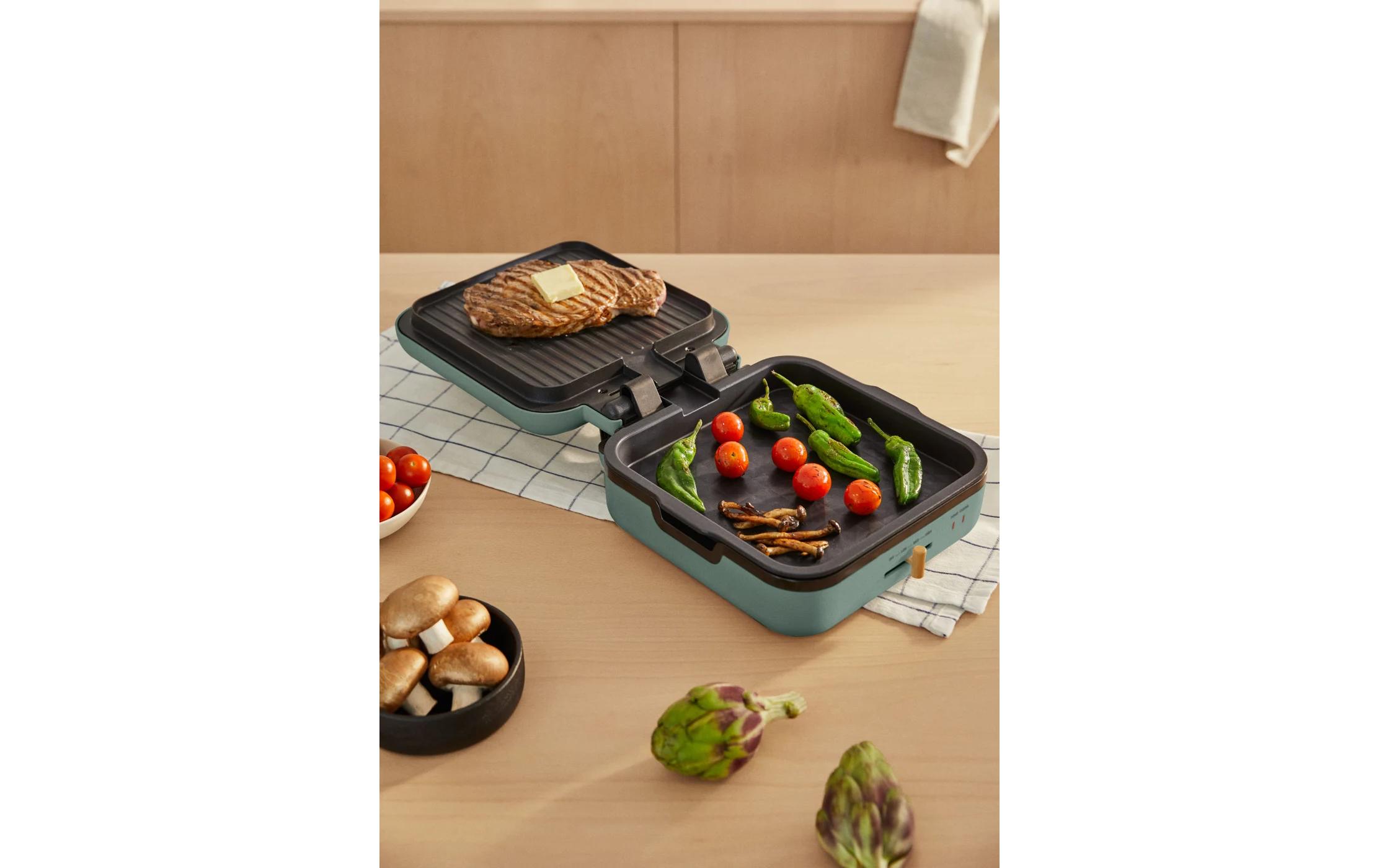 Waffeleisen Stone Studio Pro - 180° Salbeigrün<br>Multifunktionaler Kontaktgrill mit einstellbarer Temperatur und Antihaftfläche