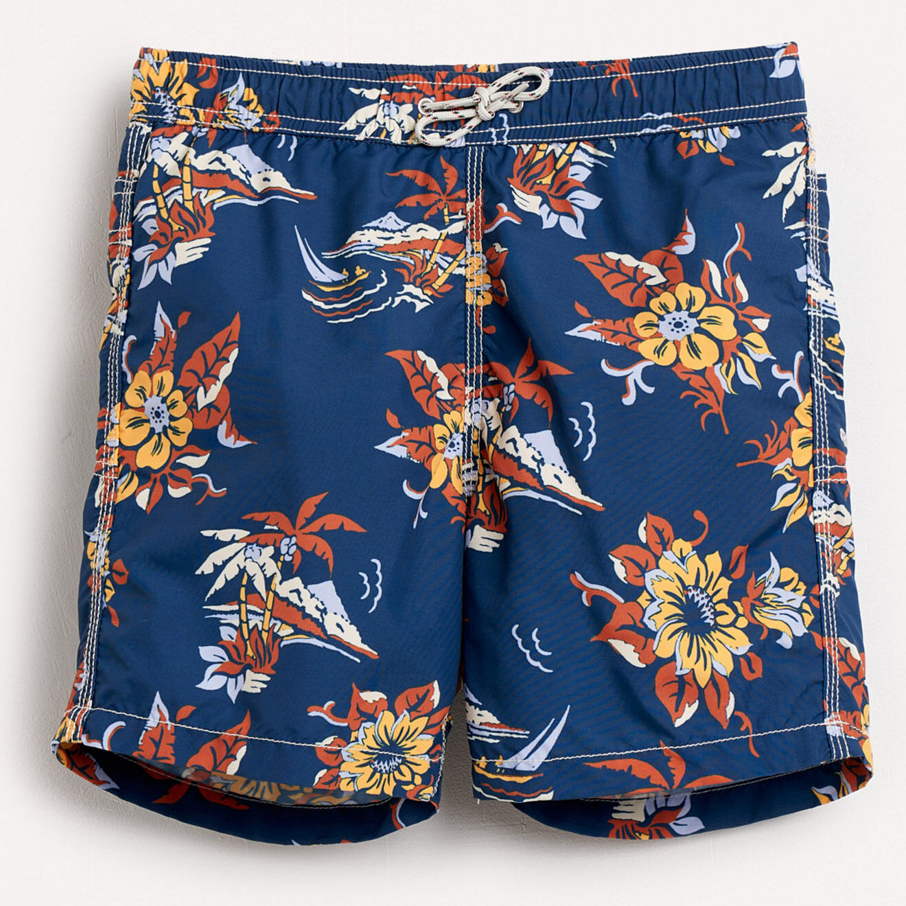 Bellerose Short de bain Lazo à fleurs bleu foncé