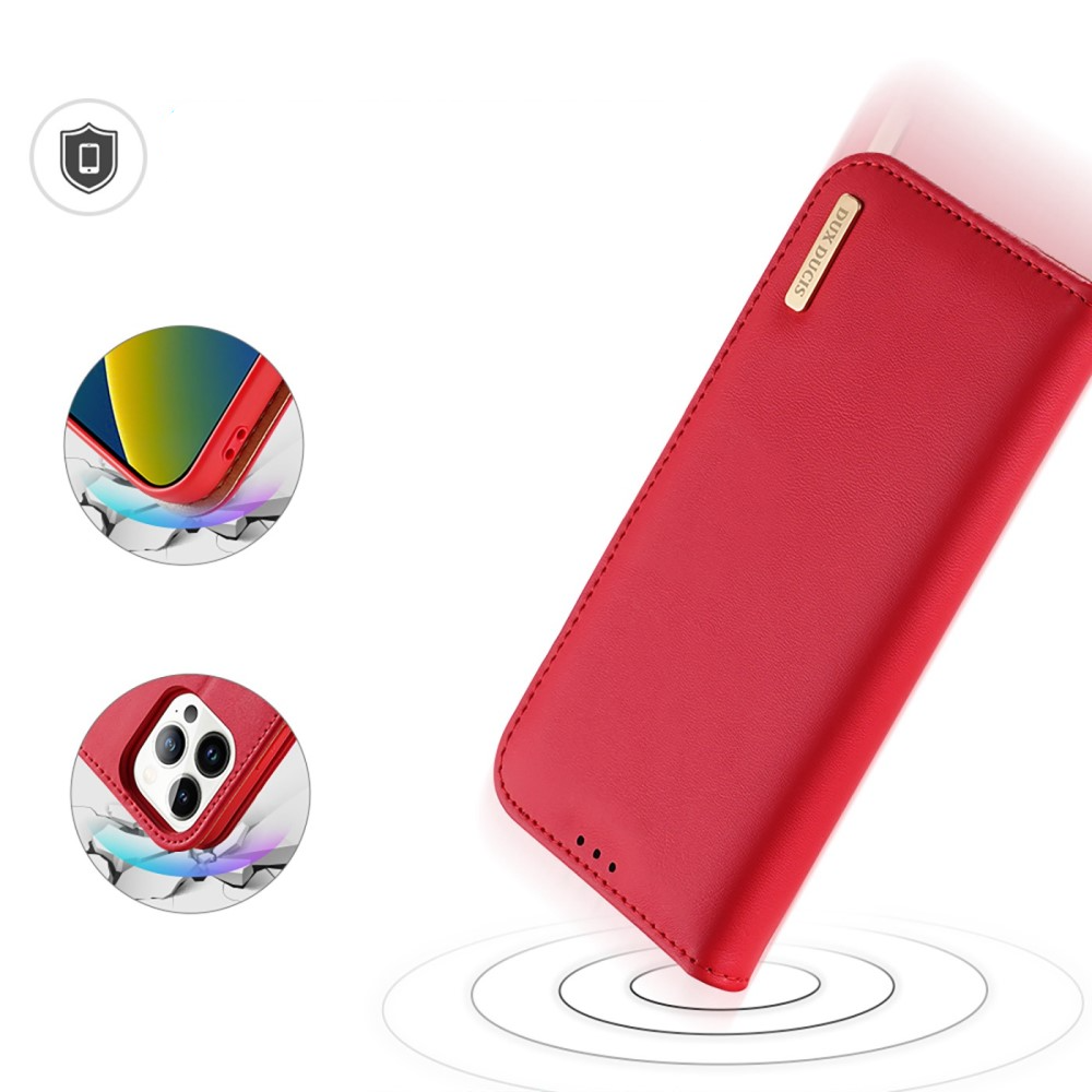 iPhone 14 Pro Max Flip Wallet Cover Echtleder Tasche (RFID Schutz) - Rot