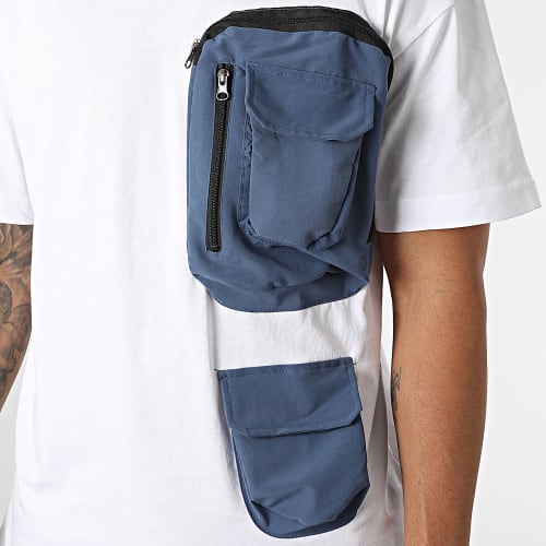 Ensemble Tee Shirt Poche Et Pantalon Jogging F22-908T Blanc Bleu
