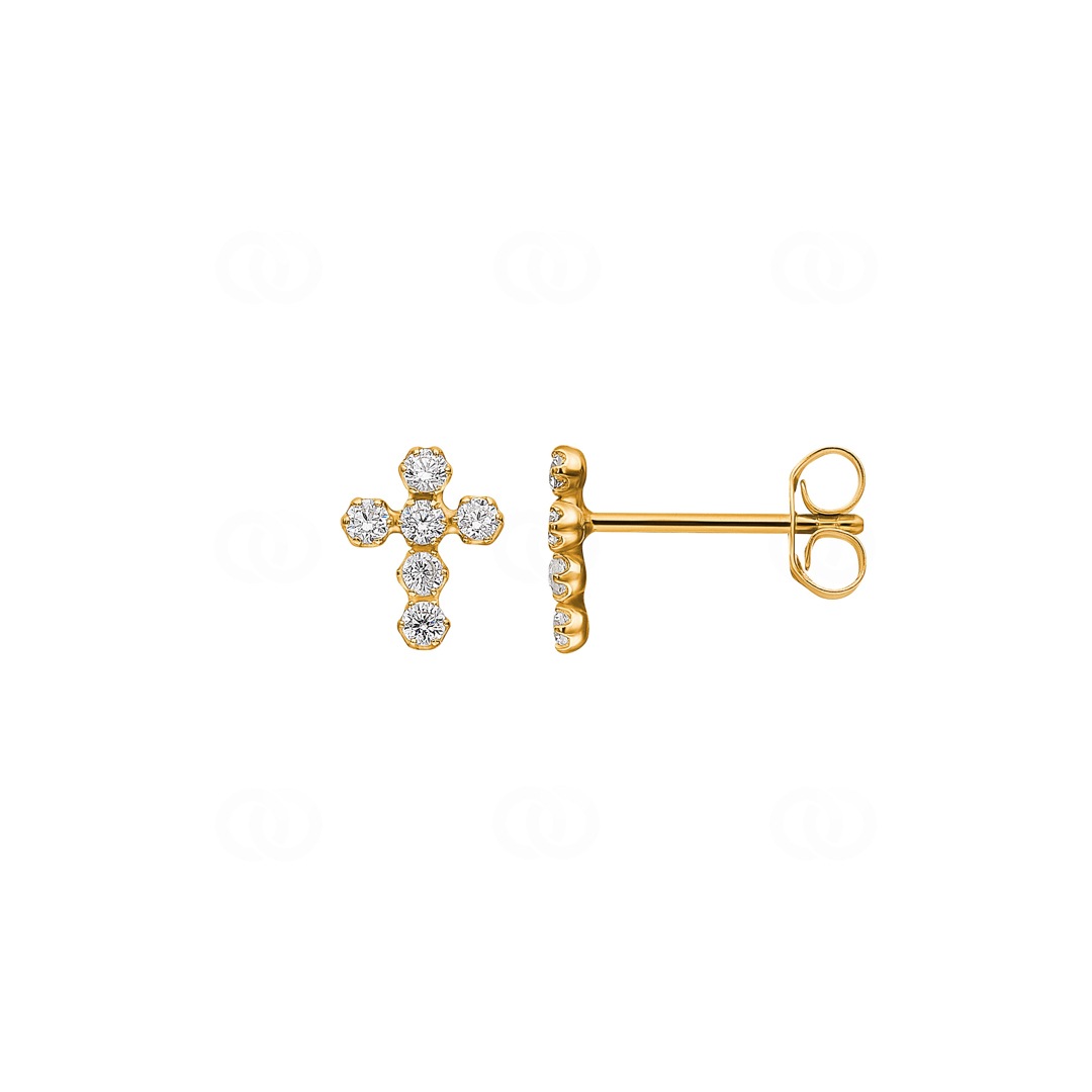 Ohrstecker 375/9 K Gelbgold Kreuz mit Zirkonia