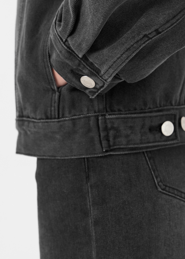 Boxy denim jacket iron zwart