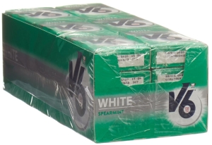 V6 White Kaugummi Spearmint Box, 24 Stück