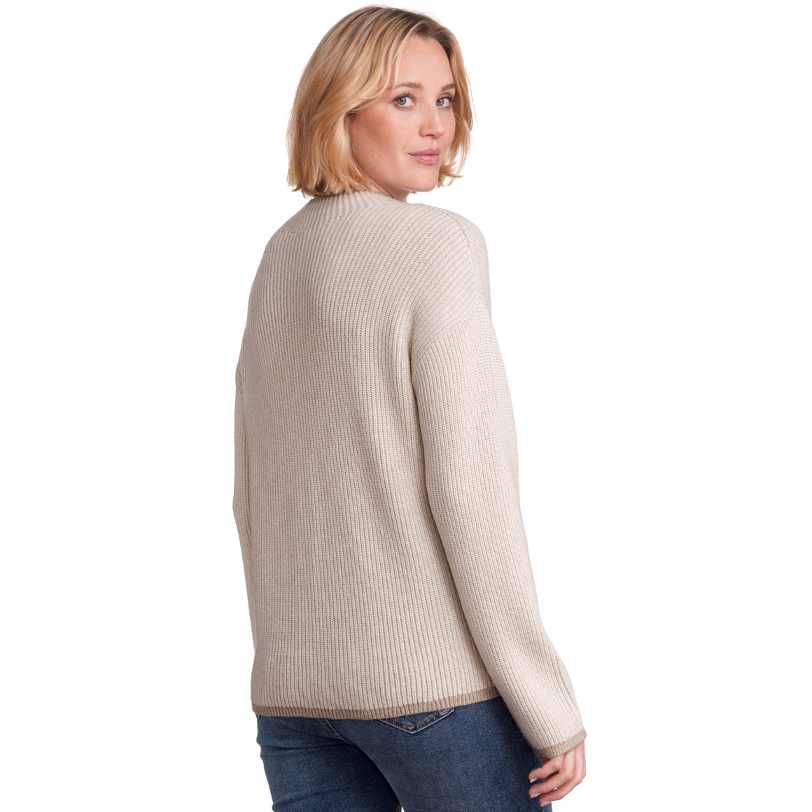 Gina Benotti Damen Strickpullover mit Stehkragen beige