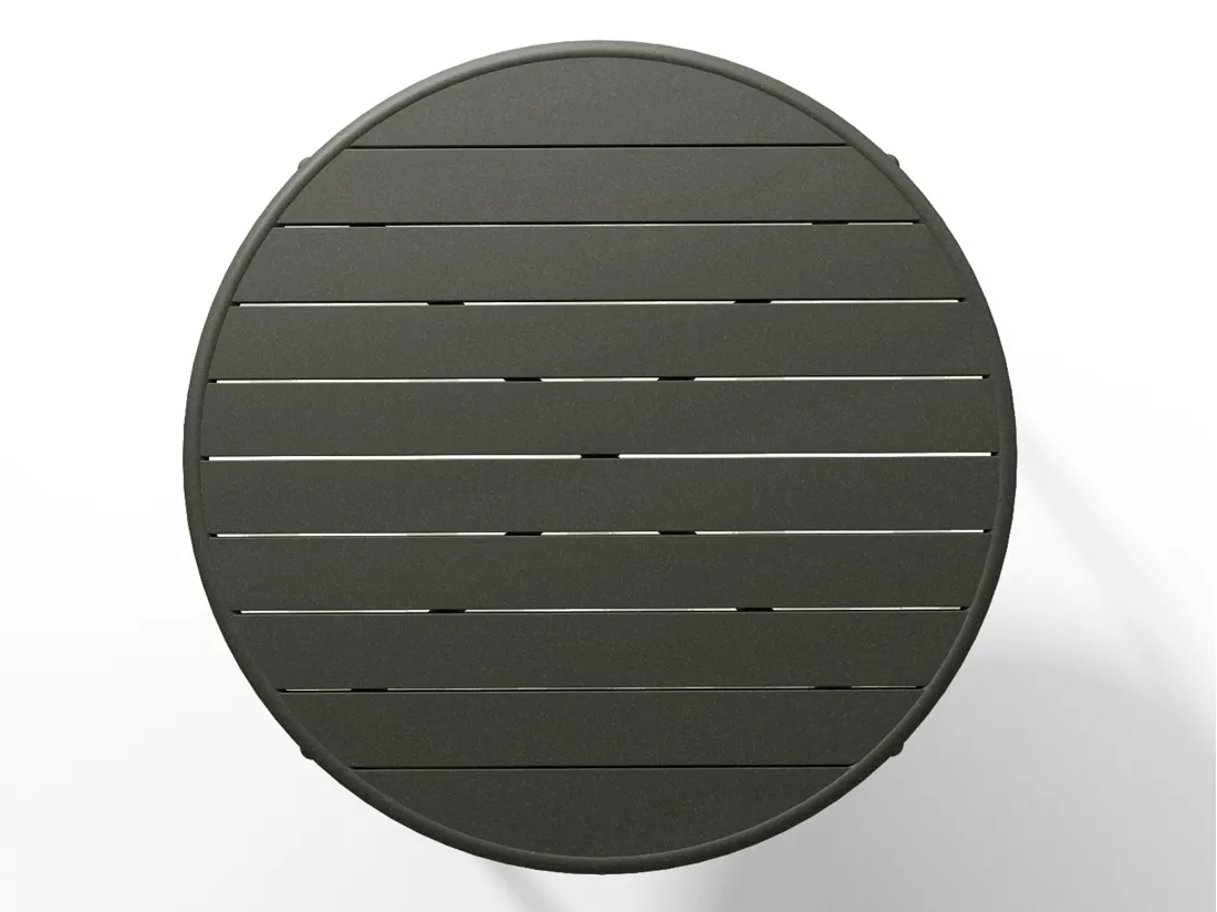 Salle à manger de jardin en métal - une table D.110 cm et 4 chaises empilables - Gris anthracite - MIRMANDE de MYLIA