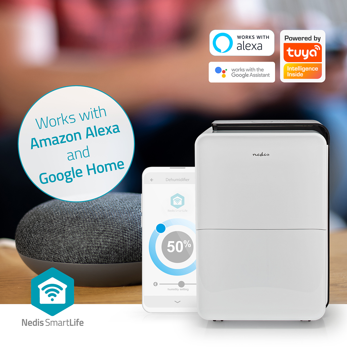Nedis dehu30wtw smartlife luchtontvochtiger - wit