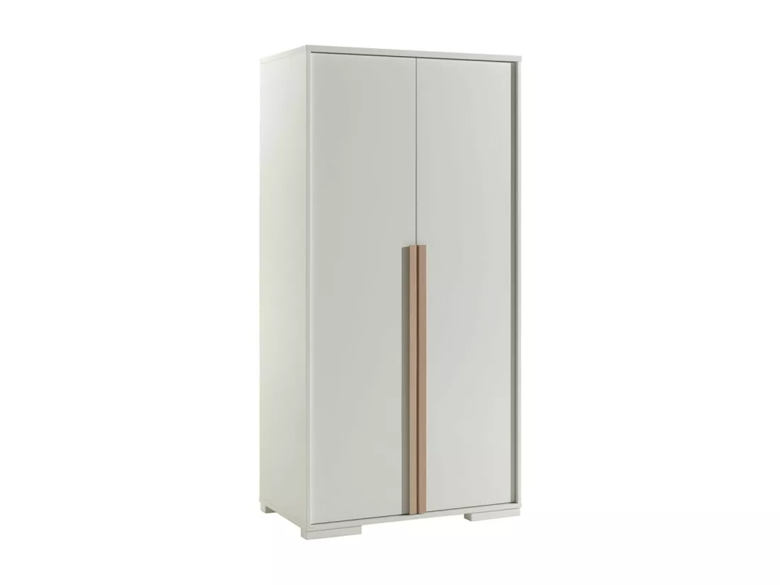 NASH WHITE - Lit 90x200cm + Chevet + Armoire 2P + Bureau