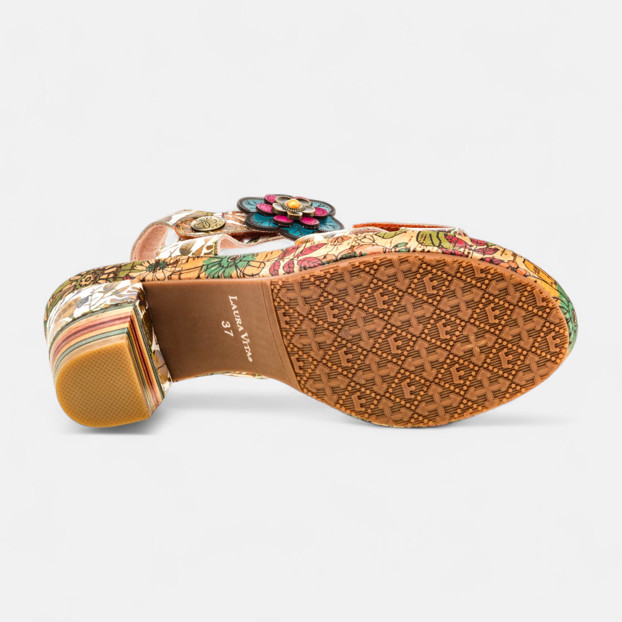 Nu-pieds à talon Femme en cuir camel