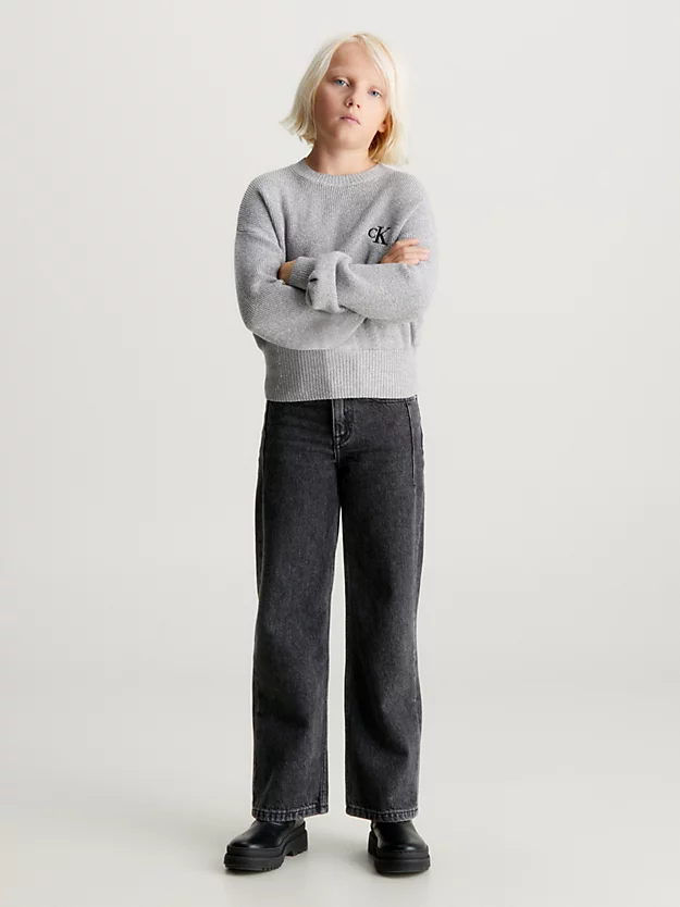 Calça jeans de cintura alta com pernas largas