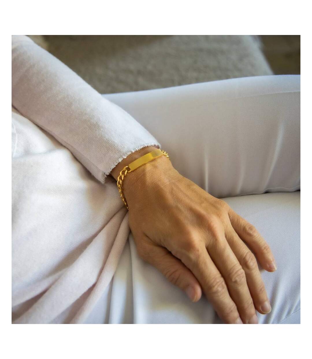 Magnifique Gourmette Bracelet Femme Acier Doré