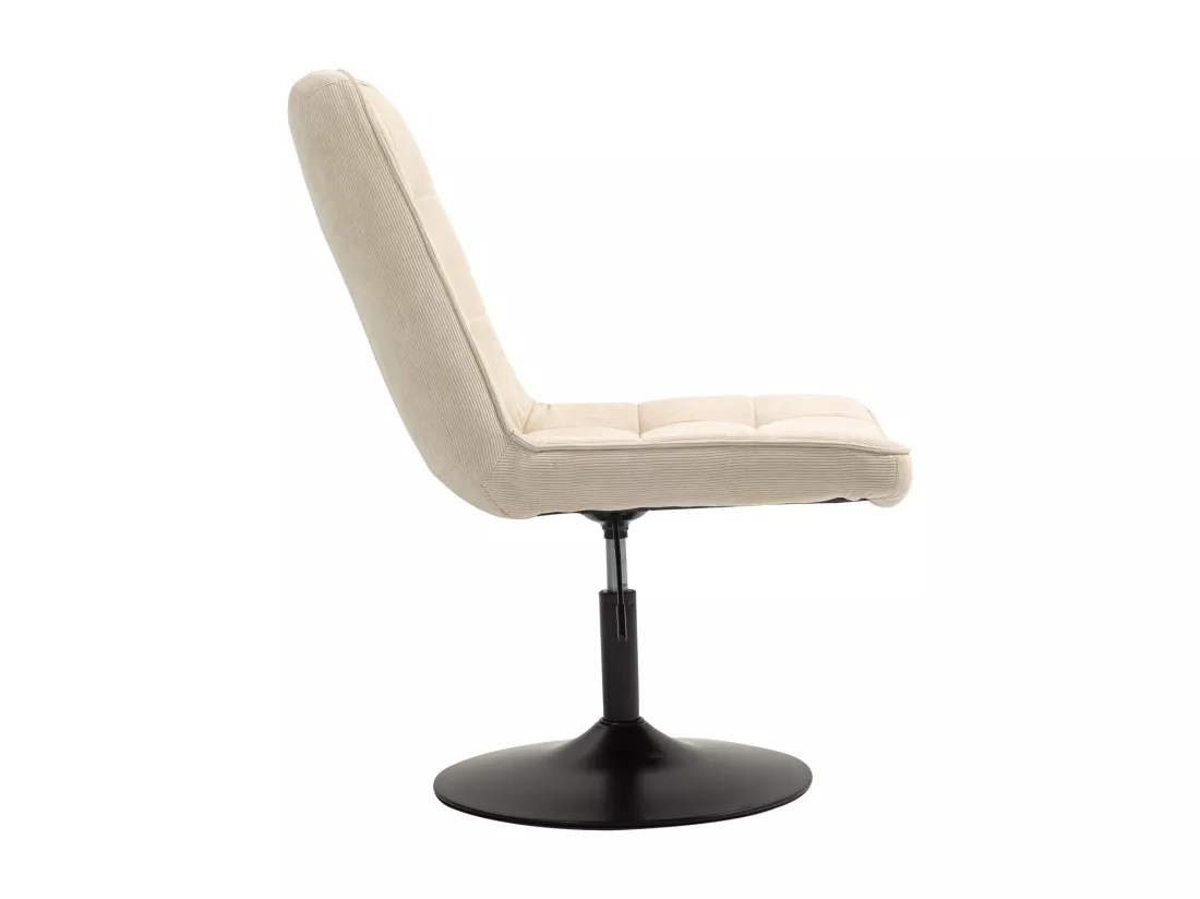 Fauteuil lounge HENRY chaise rembourrée avec base pivotante et couverture en velours côtelé beige