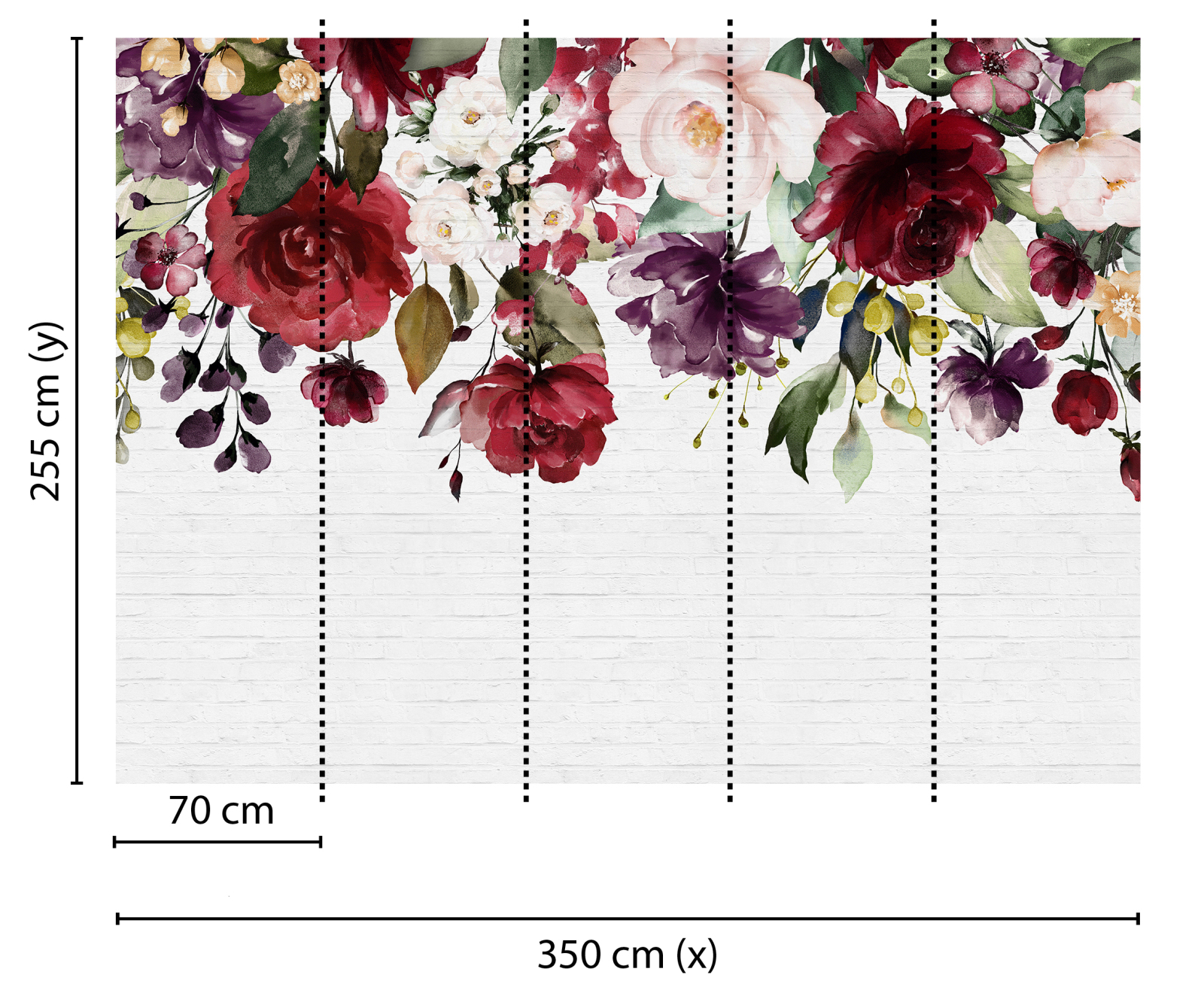 Fototapete DESIGNWALLS - bunt-weiß - Blumen - 2,55 Meter