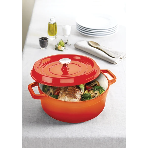 Cocotte en fonte ronde 28 cm 5,6 L coloris orange Mathon