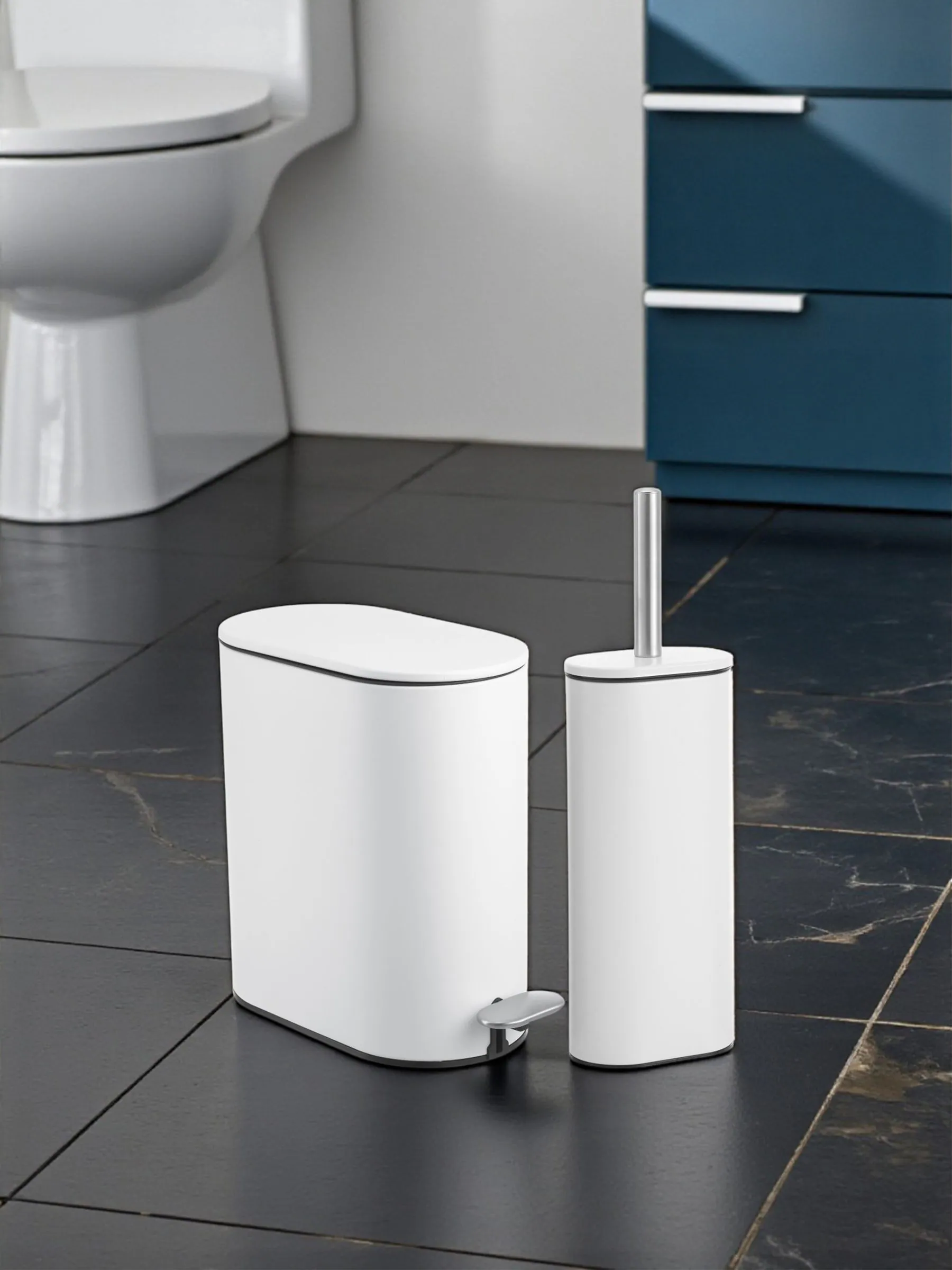 Showerdrape Fortuna 5L Soft Close Bathroom Pedal Bin and Toile Set