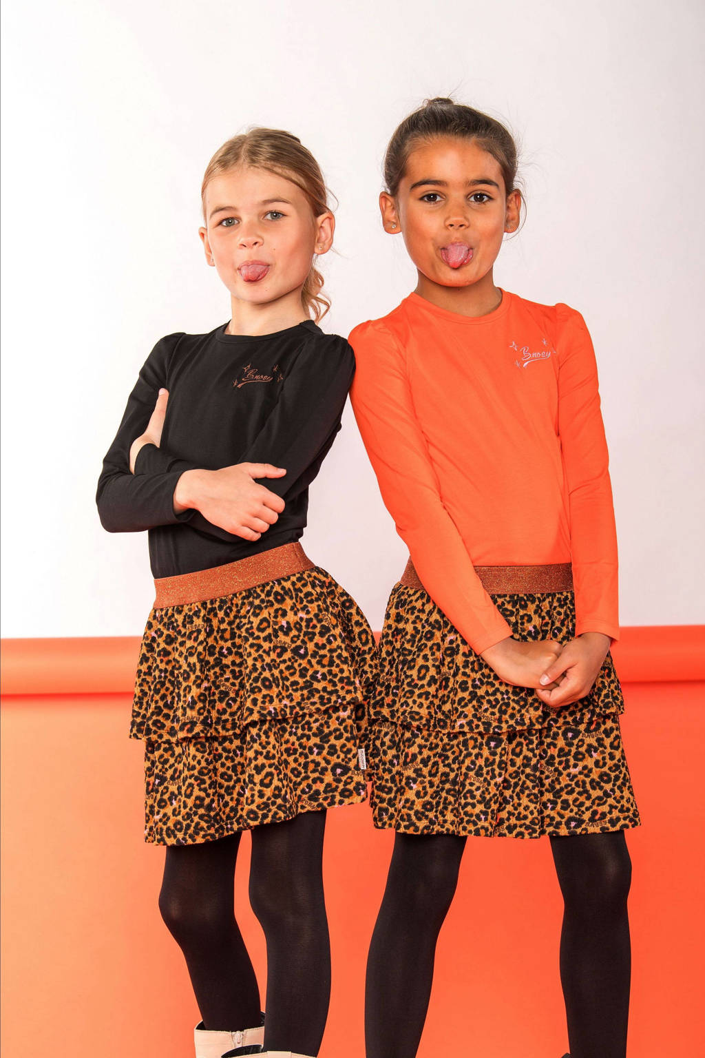 B.Nosy jurk Daphne met panterprint oranje/bruin