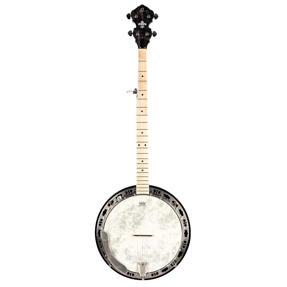 Ortega Falcon Series 5-string Banjo Transparent Charcoal elektrisch-akoestische banjo met gigbag