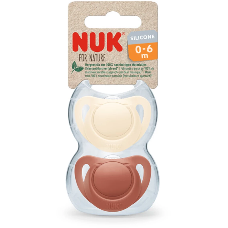 NUK Schnuller For Nature Silikon 0-6 Monate rot  creme 2er-Pack