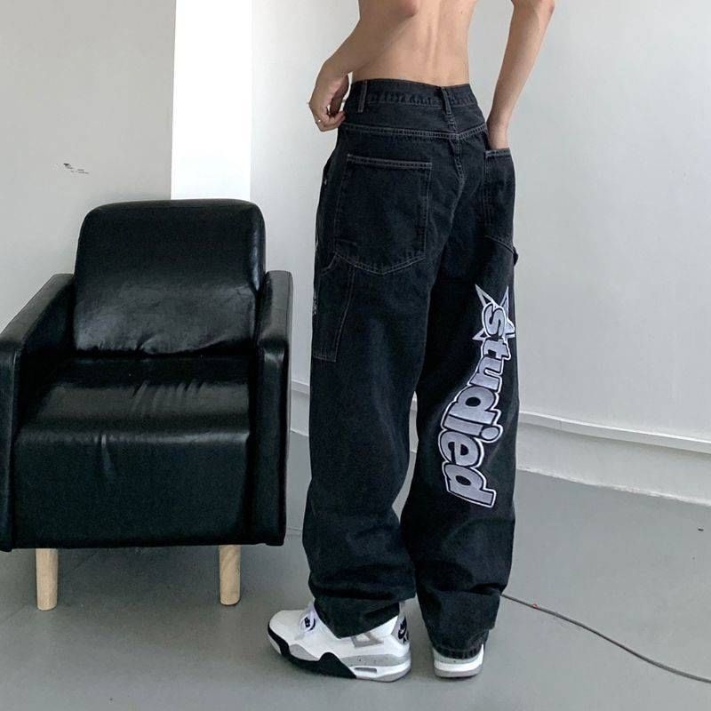 GRAYCIOUS - Baggy jeans met geborduurde letters