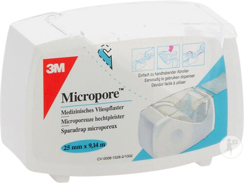3M Micropore Sparadrap Microporeux Avec Dérouleur 25mm x 9,14m Pièce 1 Nouveau (1530-1)