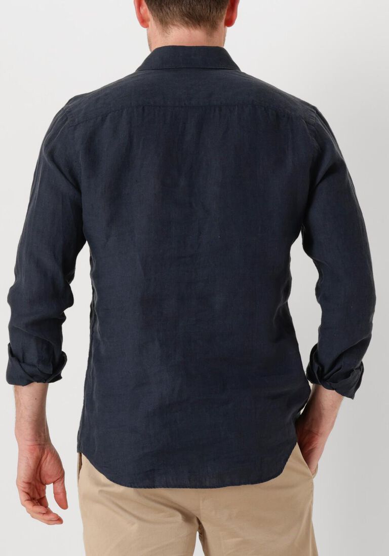 donkerblauwe profuomo klassiek overhemd shirt x-cutaway linen