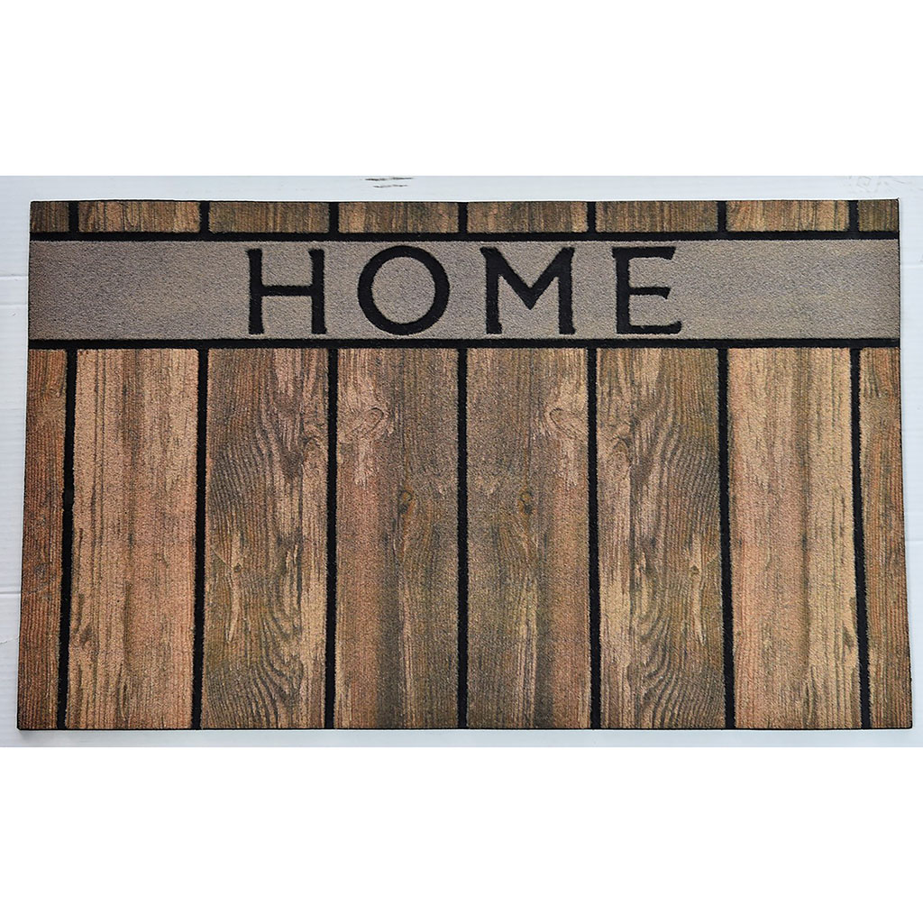 Paillasson caoutchouc effet bois marron 45x75cm