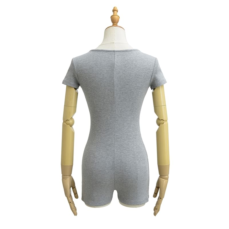 Ulark - Romper met korte mouwen, ronde hals en halve rits
